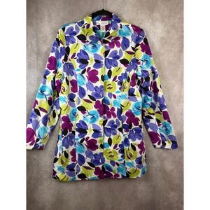 NWT Susan Graver Style Floral Print Blazer Jacket Women's Size Medium Lined